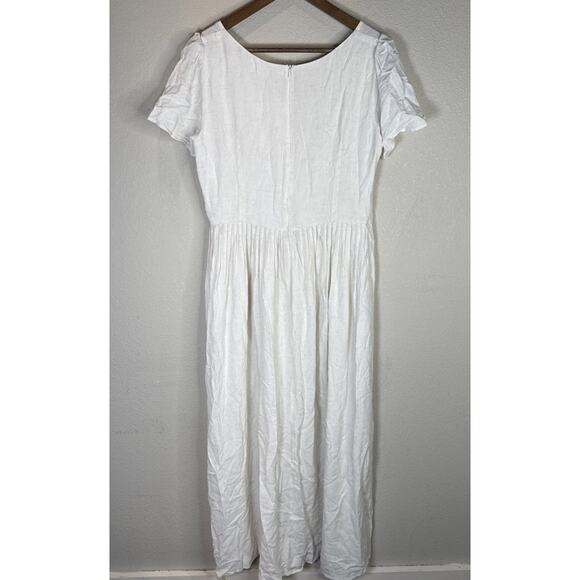 Christy Dawn Dress Women Large Scarlet Eggshell Linen Blend Cream Cottagecore - Picture 6 of 10